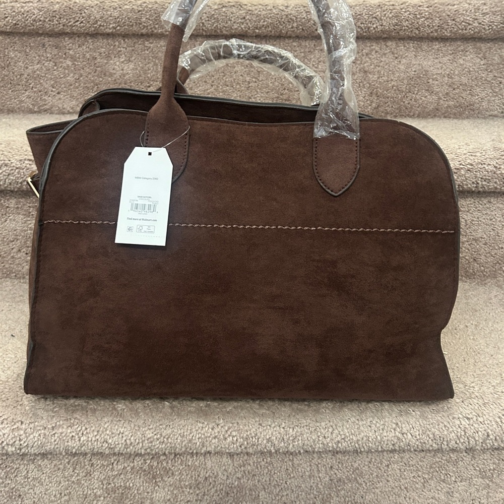 Classic Brown Suede Tote Bag - Women's Handbag